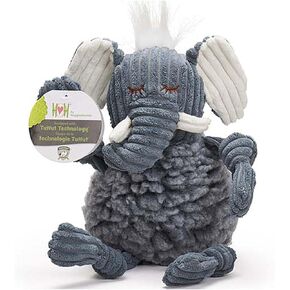 HuggleHounds Knottie Plush Dog Toy - Dog Stuffed Animal Toy, Puppy Toys, Squeaky Dog Toy for Small, Medium & Large Dogs, Durable Plush to Keep Them Busy - Ellamae Elephant, Large