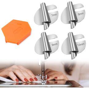 Magnetic Seam Guide for Sewing Machine, Hem Guide for Sewing Machine, Sewing Rolled Hemmer Foot, Sewing Rolled Hemmer Foot Universal Magnetic, 4 Sizes Rolled Hem Presser Foot (Orange)