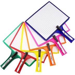 (12) KleenSlate 2-Sided Customizable Whiteboard w/Clear Dry Erase Sleeve for Interchangeable Templates and Graphic Organizers-Bonus 12 Microfiber Cloths with Bookbinder Rings and 12 Markers