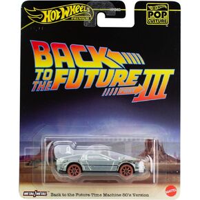 Hot Wheels Die Cast Back To The Future De Lorean 1955 Version of Rails Back to the Future - 1:64 Scale 7 cm - Premium Pop Culture, Metallic