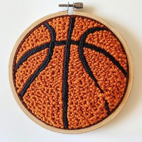 DIY Punch Needle Kits Sport Basketball Embroidery Punch Needle Starter Craft with Hoop Easy for Beginners for Festival t and Decoration 20x20cm-1