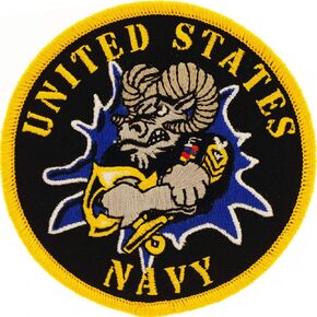 United States Navy USN Ram Embroidered Patch, with Iron-On Adhesive