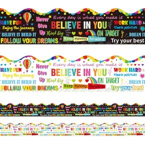 67ft Inspirational Quotes Bulletin Board Borders Stickers Growth Mindset Motivational Bulletin Board Decorations Inspirational Border Holiday Borders Stickers for School Classroom Office Wall Decor