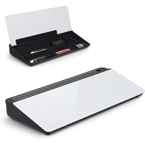 ORIENTOOLS Small Glass Desktop Whiteboard, Desk Whiteboard, to-do List Memo Desk Dry Erase Board with Storage, Computer Pad & Keyboard Stand, Desk Organizers with Accessories for Office, Home, School