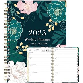 2025 HARDCOVER Planner, 6.2" x 8.5": 12 Months (January 2025 - December 2025), Daily Weekly Monthly Planner, with Tabs, Inner Pocket, Ideal Office Home School Supplies - Black