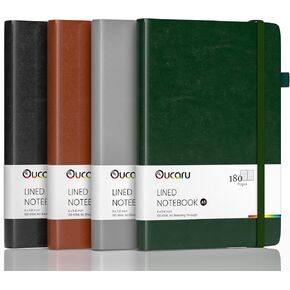 Lined Journal Notebook, 4 Pack, 180 Pages, A5 Journals for Writing, 100 GSM Thick Paper, Small Notebooks Daily Journal for Women Men Work, Business, School, Travel Supplies