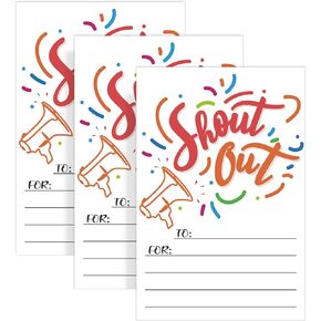 50pcs Shout Out Cards, Staff Appreciation Cards Colorful Shout Out Cards for Employees Meaningful Recognition Cards Compliment Cards for Parents Friends Employees Work Teachers Students
