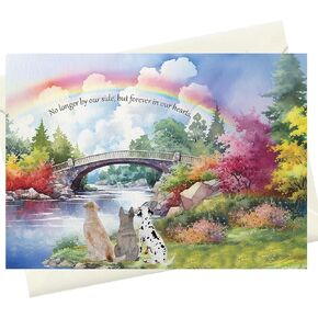 Loss of Dog Sympathy Card - Watercolor Rainbow Bridge Card - Pet Sympathy Card for Loss of Pet Dog - Featuring Heartfelt Rainbow Bridge Poem - 7x5 - Pet Loss Card