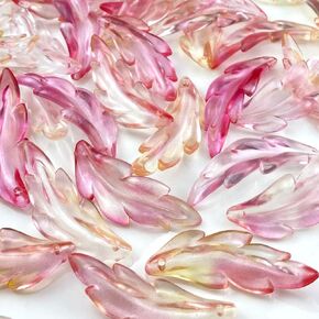 60 PCS Acrylic Leaf Shape Beads Transparent Plastic with Hole for Jewelry Making Necklace Earring(Green AB)