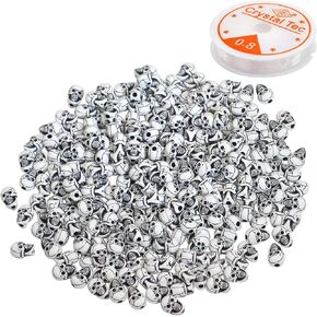 240 Pieces Mini Skull Beads Acrylic Skeleton Head Spacer Beads Halloween Double Sided Loose Beads and 1 Roll Elastic String for Bracelets Necklaces Earrings Hair Ties Keychain Craft Making