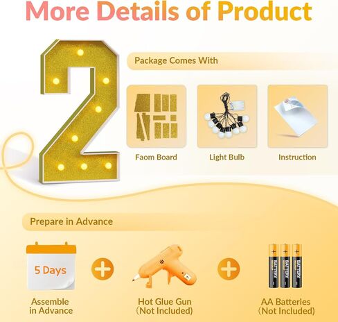 Joymuse 3ft Decorations 2025 ، 25 رقمًا للتخرج ، تخرج التخرج من التخرج مع الأضواء الصفراء لحفلة التخرج من رياض الأطفال في المدرسة الثانوية في المدرسة الثانوية in Kuwait