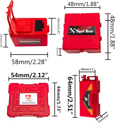 5pcs Hircqoo RC Scale Mini Tool Set إكسسوارات الديكور المتوافقة مع Traxxas Trx4 SCX10 RC4WD D90 Tamiya CC01 90046 REDCAT GEN7 TF2 1/10 RC CARLLER CAR TRACK (RED) in Kuwait