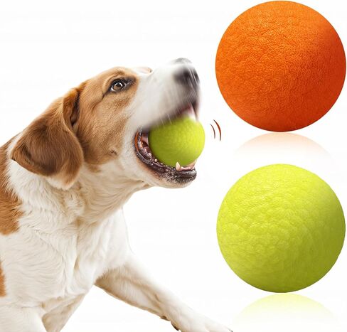 Indestructible Dog Balls for Aggressive Chewers: Interactive Pet Toys, Solid-colored, Durable, Bouncy, and Water Toy Fetch Balls, Herding and Jolly Ball for Dogs (Yellow/Orange, Medium) in Saudi Arabia