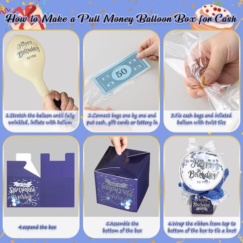 Sumind Pull Money Balloon Box for Cash Birthday Funny Money Balloon Surprise Kit Pull out Cash Holder Gift Box Birthday to You Surprise Gifts for Women Mother Girlfriend Wife(Novelty Style) in Saudi Arabia