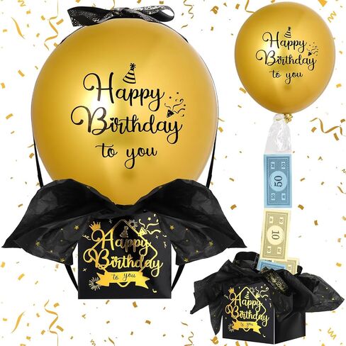 Sumind Pull Money Balloon Box for Cash Birthday Funny Money Balloon Surprise Kit Pull out Cash Holder Gift Box Birthday to You Surprise Gifts for Women Mother Girlfriend Wife(Novelty Style) in Saudi Arabia