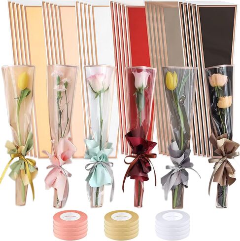 Single Flower Sleeves Wrapping Bags for Floral Arrangement Supply Wedding Valentine's Day Mother's Day in Kuwait