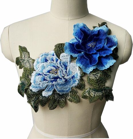 كبير مطرز 3D زهور الفاوانيا يترك خياطة بقع الزركشة زين ثوب الزفاف فستان الزفاف مساء شيونغسام اللباس DIY الديكور الحرفية (الوردي الوردي) in Kuwait