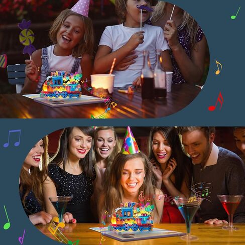 Magic Ants Musical Happy Birthday Train Pop-Up Card with Lights – 3D Colorful Train Theme with Balloons & Gifts - for Kids, Children, and Train Lovers, Handmade Birthday Greeting in Saudi Arabia