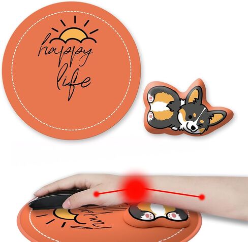 Ergonomic 3D Design Adjustable Wrist Rest & Rollable Mouse Pad Set: Non-Slip Comfort for Typing, Gaming & Pain Relief - Perfect for Office, Laptop & Travel Use - Gray Corgi Orange in Saudi Arabia