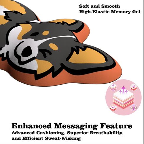 Ergonomic 3D Design Adjustable Wrist Rest & Rollable Mouse Pad Set: Non-Slip Comfort for Typing, Gaming & Pain Relief - Perfect for Office, Laptop & Travel Use - Gray Corgi Orange in Saudi Arabia