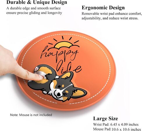 Ergonomic 3D Design Adjustable Wrist Rest & Rollable Mouse Pad Set: Non-Slip Comfort for Typing, Gaming & Pain Relief - Perfect for Office, Laptop & Travel Use - Gray Corgi Orange in Saudi Arabia