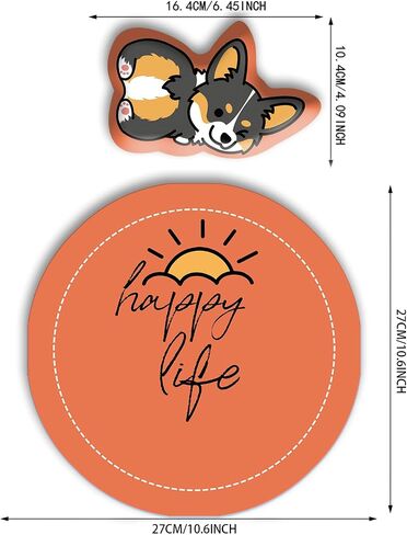 Ergonomic 3D Design Adjustable Wrist Rest & Rollable Mouse Pad Set: Non-Slip Comfort for Typing, Gaming & Pain Relief - Perfect for Office, Laptop & Travel Use - Gray Corgi Orange in Saudi Arabia