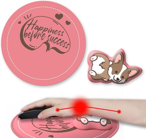 Ergonomic 3D Design Adjustable Wrist Rest & Rollable Mouse Pad Set: Non-Slip Comfort for Typing, Gaming & Pain Relief - Perfect for Office, Laptop & Travel Use - Gray Corgi Orange in Saudi Arabia
