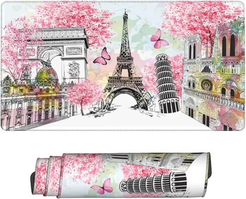 Paris Eiffel Tower Mouse Mouse Pad Long Extended XL Gaming European City Mousepad Mousepad Exclude Excluded Mitched Mitches ، 29.5 '× 15.8' ' in Kuwait