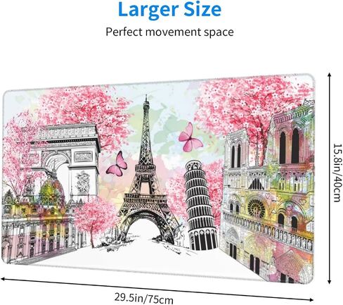Paris Eiffel Tower Mouse Mouse Pad Long Extended XL Gaming European City Mousepad Mousepad Exclude Excluded Mitched Mitches ، 29.5 '× 15.8' ' in Kuwait