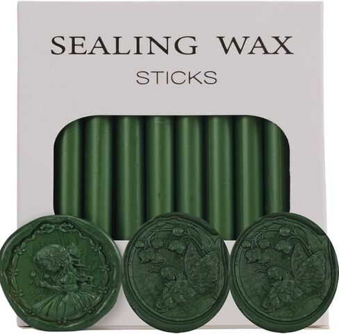 26 Pieces Glue Gun Sealing Wax Sticks for Wax Seal Stamp and Letter Retro Vintage Seal Glue Gun Sealing for Wedding Invitations Cards Envelopes Wine Gift Wrapping (Pine Green) in Saudi Arabia