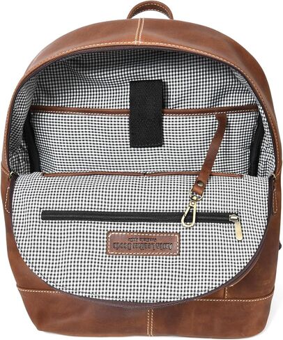 Handmade Full-Grain Leather Backpack for Men & Women – Casual Laptop, Travel, Camping, Roll-Top Rucksack, Brown (Leather, Congac) in Saudi Arabia
