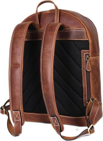 Handmade Full-Grain Leather Backpack for Men & Women – Casual Laptop, Travel, Camping, Roll-Top Rucksack, Brown (Leather, Congac) in Saudi Arabia