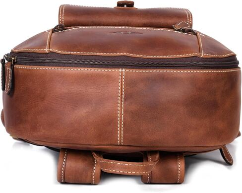 Handmade Full-Grain Leather Backpack for Men & Women – Casual Laptop, Travel, Camping, Roll-Top Rucksack, Brown (Leather, Congac) in Saudi Arabia