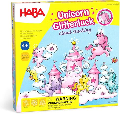 HABA Unicorn Glitterluck Cloud Stacking - Cooperative Kids Board Game - Fun Games for Kids and Unicorn Games Ages 4+ Made in Germany in Saudi Arabia