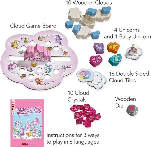 HABA Unicorn Glitterluck Cloud Stacking - Cooperative Kids Board Game - Fun Games for Kids and Unicorn Games Ages 4+ Made in Germany in Saudi Arabia