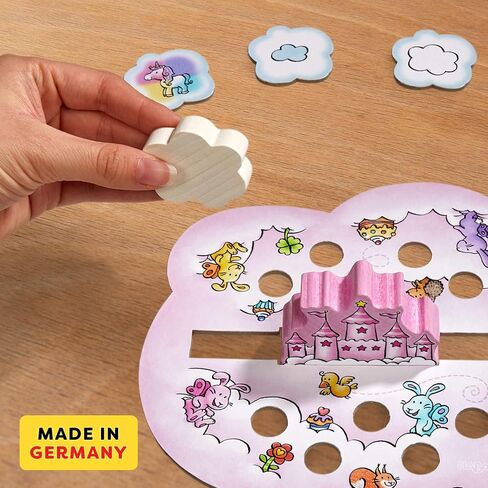 HABA Unicorn Glitterluck Cloud Stacking - Cooperative Kids Board Game - Fun Games for Kids and Unicorn Games Ages 4+ Made in Germany in Saudi Arabia