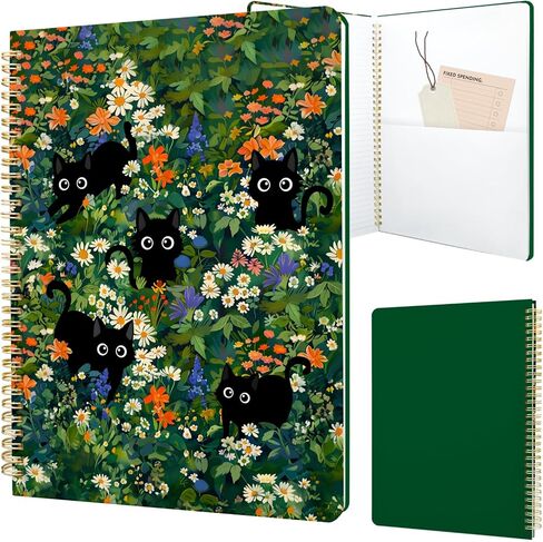Cute Spiral Notebook journal A4 Aesthetic Pretty Design for Women Girls Kawaii with Pocket, 8.5 x 11 inch, Lined, Cat Garden in Saudi Arabia