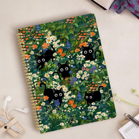 Cute Spiral Notebook journal A4 Aesthetic Pretty Design for Women Girls Kawaii with Pocket, 8.5 x 11 inch, Lined, Cat Garden in Saudi Arabia