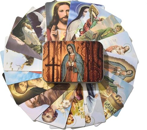 Catholic Holy Card Prayer Card with Metal Box, Catholic Gifts, Assorted Holy Cards with Catholic Saints and Prayers - 18Pcs in Kuwait
