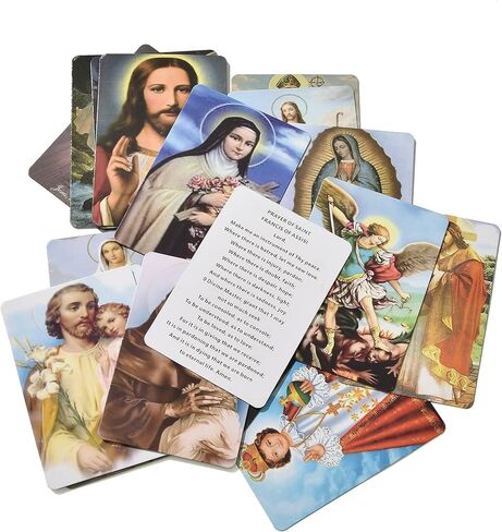 Catholic Holy Card Prayer Card with Metal Box, Catholic Gifts, Assorted Holy Cards with Catholic Saints and Prayers - 18Pcs in Kuwait