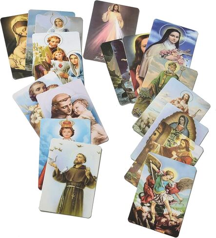 Catholic Holy Card Prayer Card with Metal Box, Catholic Gifts, Assorted Holy Cards with Catholic Saints and Prayers - 18Pcs in Kuwait