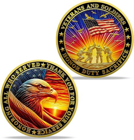 Veteran Challenge Coins Bulk - Veterans Thank You Coins Double-Sided Commemorative Prayer Coin with Bald Eagle and Flag Raising Design, Thank You for Your Service Military Appreciation Coin in Saudi Arabia