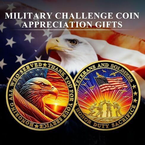 Veteran Challenge Coins Bulk - Veterans Thank You Coins Double-Sided Commemorative Prayer Coin with Bald Eagle and Flag Raising Design, Thank You for Your Service Military Appreciation Coin in Saudi Arabia