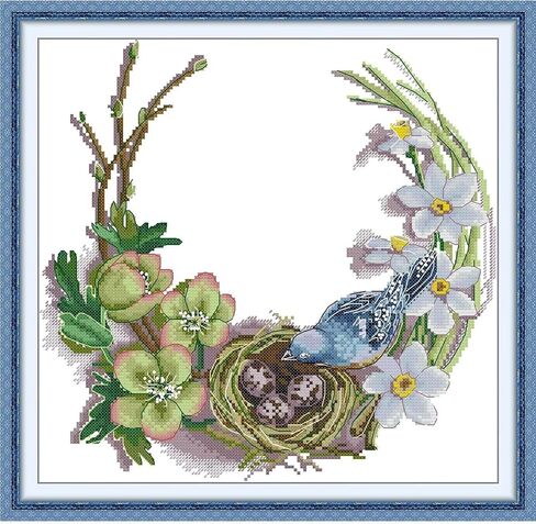 CROSSDECOR Stamped Cross Stitch Kits-Bird on a Horse Lamp Embroidery Patterns Full Set for Beginners or Adults,11 CT 3 Strands DIY Crossstitching Arts Craft,for Gift and Home Decor 16×21.2 inch in Kuwait