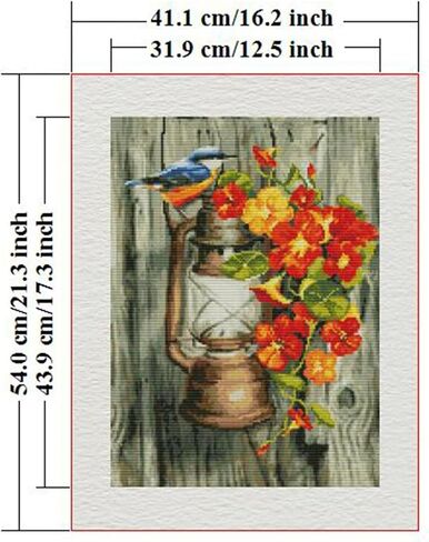 CROSSDECOR Stamped Cross Stitch Kits-Bird on a Horse Lamp Embroidery Patterns Full Set for Beginners or Adults,11 CT 3 Strands DIY Crossstitching Arts Craft,for Gift and Home Decor 16×21.2 inch in Kuwait