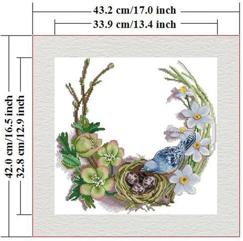 CROSSDECOR Stamped Cross Stitch Kits-Bird on a Horse Lamp Embroidery Patterns Full Set for Beginners or Adults,11 CT 3 Strands DIY Crossstitching Arts Craft,for Gift and Home Decor 16×21.2 inch in Kuwait