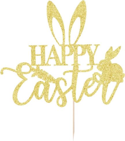 Happy Birthday Cake Topper Rabbit Happy Easter Cake Topper,Cute Rabbit Carrot Decoration Happy Easter Festival Spring Theme Kids Girls Boys Birthday Decoration Rose gold in Saudi Arabia