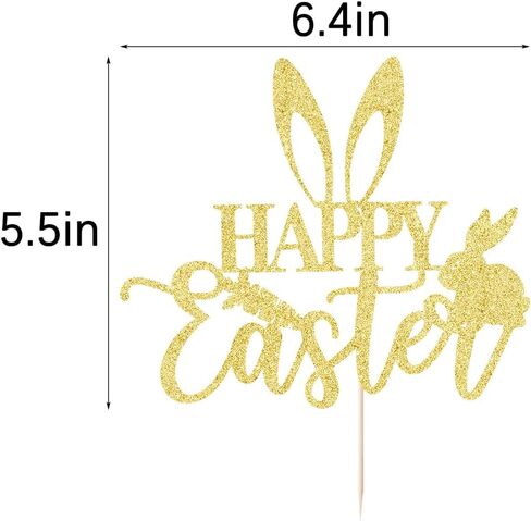 Happy Birthday Cake Topper Rabbit Happy Easter Cake Topper,Cute Rabbit Carrot Decoration Happy Easter Festival Spring Theme Kids Girls Boys Birthday Decoration Rose gold in Saudi Arabia