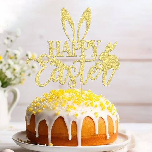 Happy Birthday Cake Topper Rabbit Happy Easter Cake Topper,Cute Rabbit Carrot Decoration Happy Easter Festival Spring Theme Kids Girls Boys Birthday Decoration Rose gold in Saudi Arabia