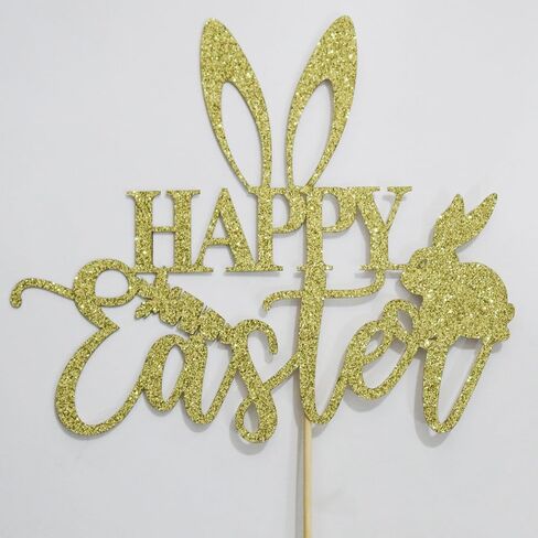 Happy Birthday Cake Topper Rabbit Happy Easter Cake Topper,Cute Rabbit Carrot Decoration Happy Easter Festival Spring Theme Kids Girls Boys Birthday Decoration Rose gold in Saudi Arabia